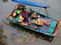 Wet market fish seller at Halong Bay