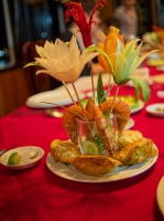 Fancy shrimp dish on the boat