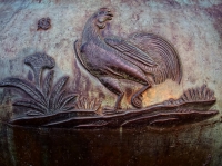 Closeup of bronze pot