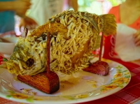 Whole fish with onion scales